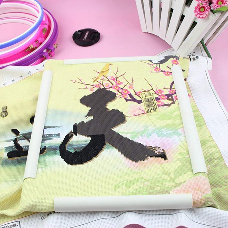 EUBUY Plastic Square Embroidery Hoops Handmade Cross-Stitch Frame Sewing  Snap Needlework Frame DIY Embroidery Stand for Cloth Painting Quilting  Needle