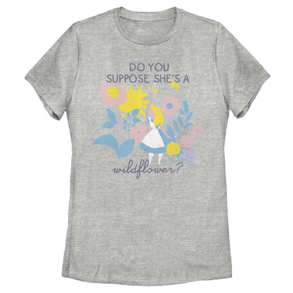 Women's Alice in Wonderland Do You Suppose She's a Wildflower? Graphic Tee Athletic Heather Medium