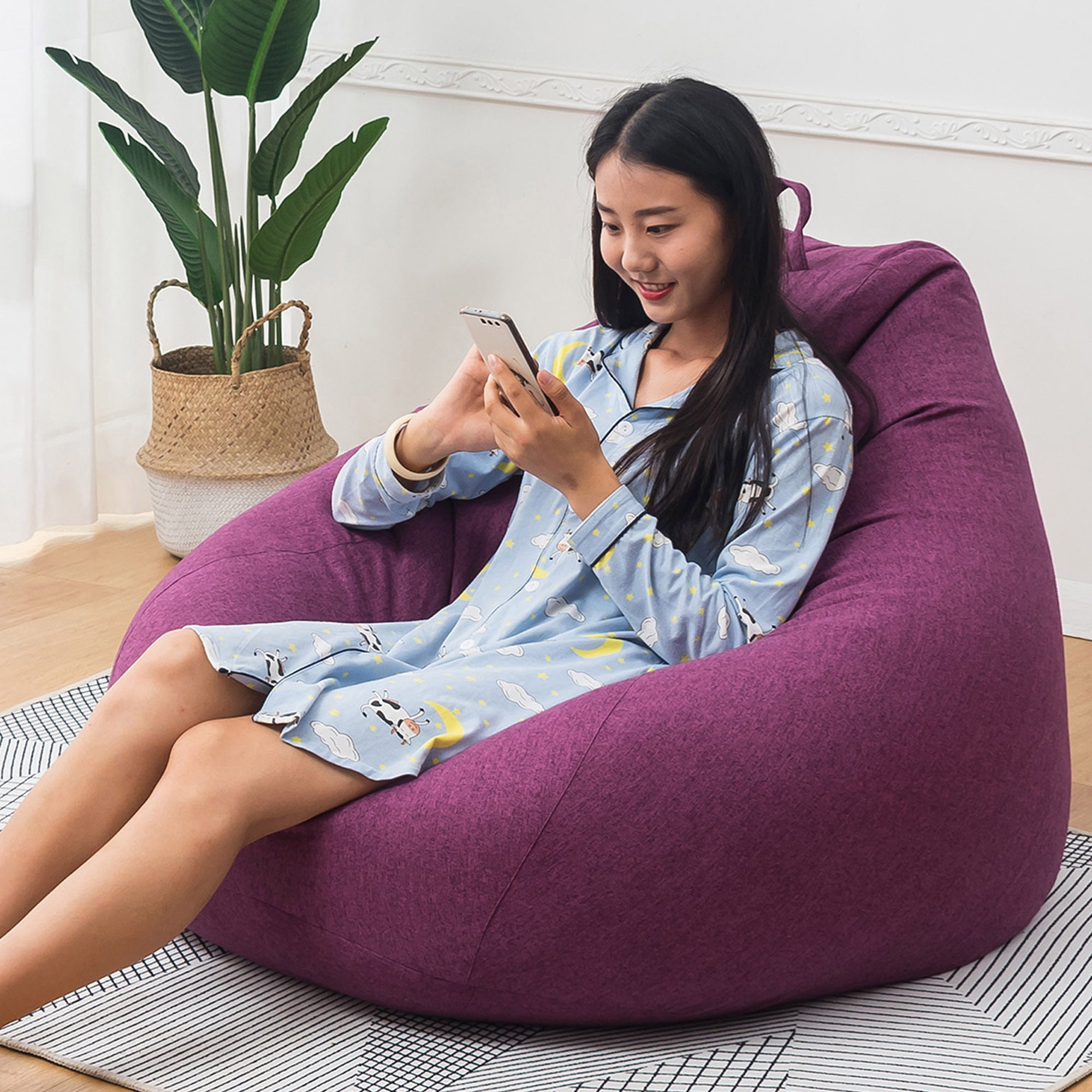 NK Extra Soft Bean Bag Chair Cover Highback Soft Comfy Seat Lounger