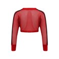 thumbnail image 4 of Manyakai Hauts Classiques de Ballet à Manches Longues en Résille pour Filles Jeunes Filles Manches Longues Col Rond Sport Danse Crop Top Rouge 16, 4 of 7