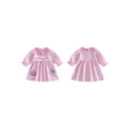thumbnail image 2 of BemeyourBBs Toddler Baby Girls Birthday Dress Smocked Outfits 1st 2nd 3rd 4th 5th Years Old Birthday Summer Clothes Short Sleeve Doll Collar Letter Cake Balloons Print Princess Party Dress, 2 of 9