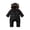 Black, variant on Infant Newborn Baby Winter Romper Thick Warm Fleece Lined Windproof Hooded Zipper down Coats Padded Jumpsuits