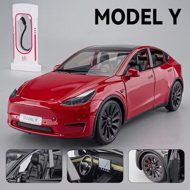 1:24 Model Y 3 S SUV Alloy Car Model Diecasts Metal Toy Vehicles Car Model Simulation Sound and Light Collection Childrens Gifts Model Y Red
