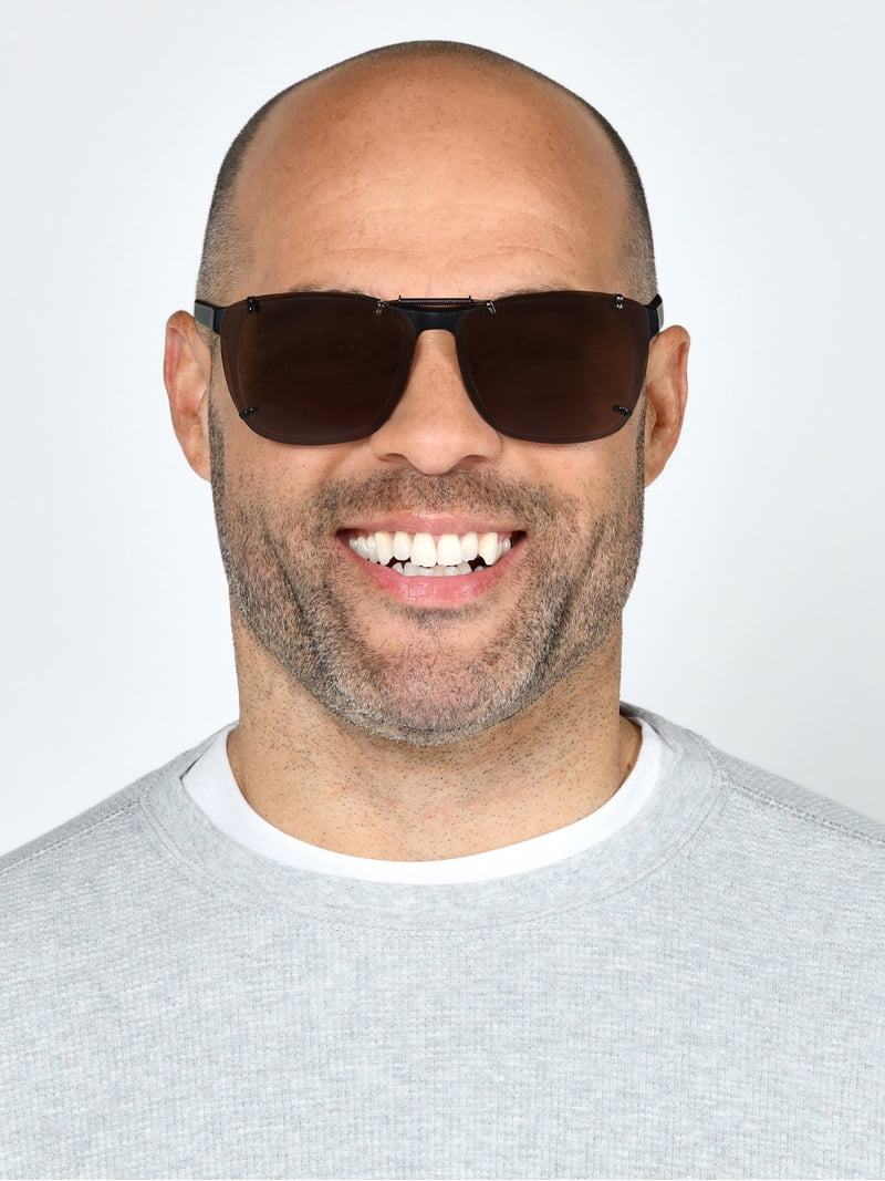 Foster Grant® Solar Shield® Clip Ons Rectangle Unisex Sunglasses