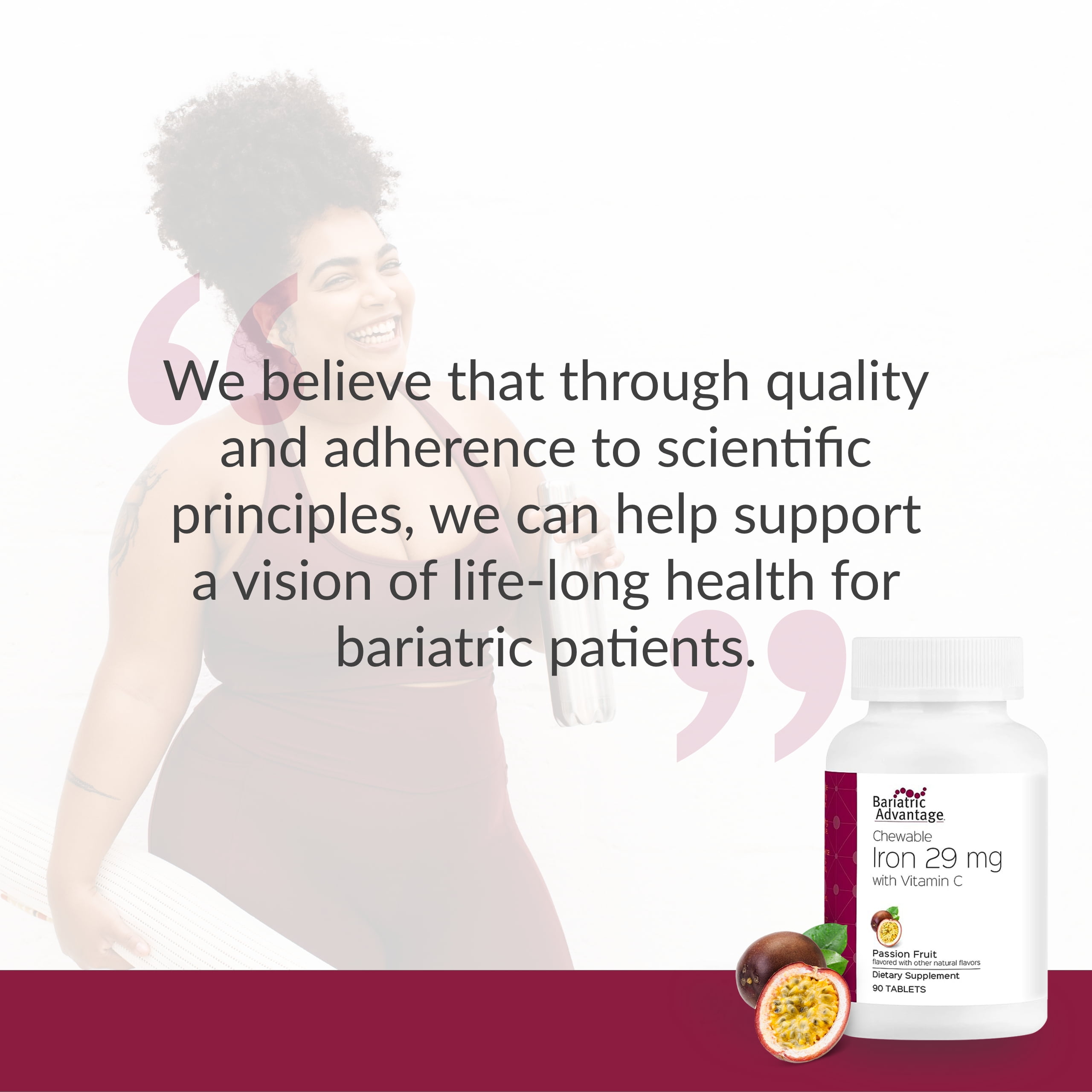 Bariatric Advantage Chewable Iron (29mg) with Vitamin C - Passion Fruit