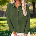 thumbnail image 1 of Neewe Womens Smocked Cuffed Striped Plain Shirt Casual Collar Long Sleeve Oversized Button Down Blouse Tops with Pocket Shirred, 1 of 7