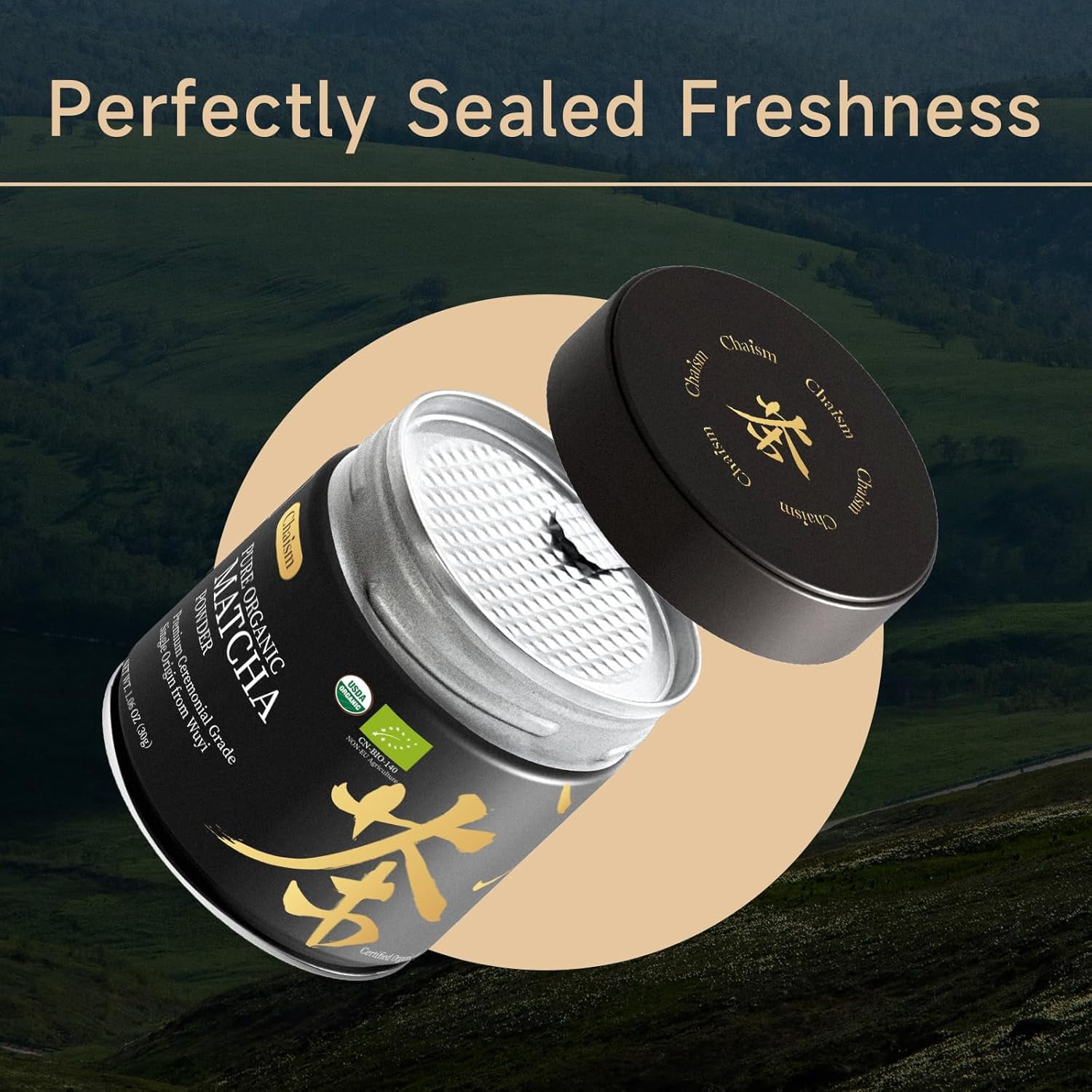 Chaism Ceremonial Grade Matcha Green Tea Powder - Single Origin Premium First Harvest USDA Organic, 1.06oz Tin