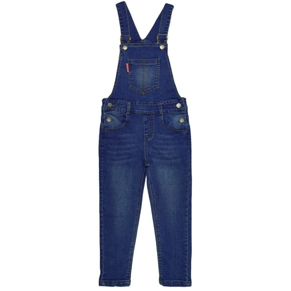 KIDSCOOL SPACE Big Boys Jeans Overalls,Elasitic Band Inside Soft Stretchy Denim Workwear,Blue,13-14 Years