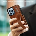 thumbnail image 2 of for iPhone 15 Pro Max Wallet Case with RFID Blocking Card Holder, Hand Wrist Strap Kickstand, Premium PU Leather Shockproof Anti-Scratch Heavy Duty Protection Back Cover Men Women, Brown, 2 of 7