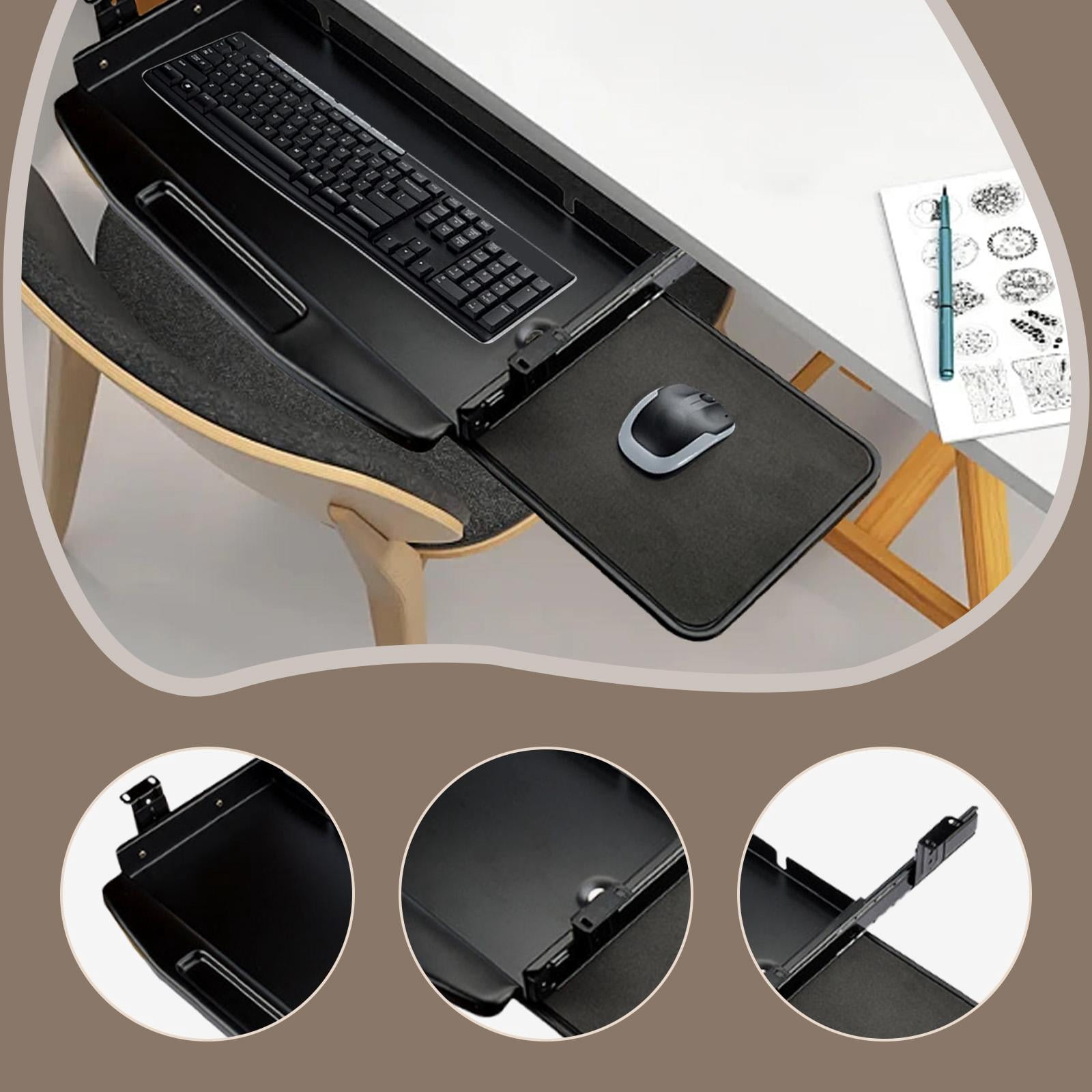 kowaku Keyboard Tray under Desk Sliding Keyboard Drawer Slide Out, Metal, Easy Slip Pull Out Ergonomic Multipurpose for Home Office Black