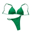 thumbnail image 6 of REORIAFEE Women's Bikini Vintage Swimsuit Bandage Push Up Bikini Padded Swimwear Beachwear Set Green L, 6 of 9