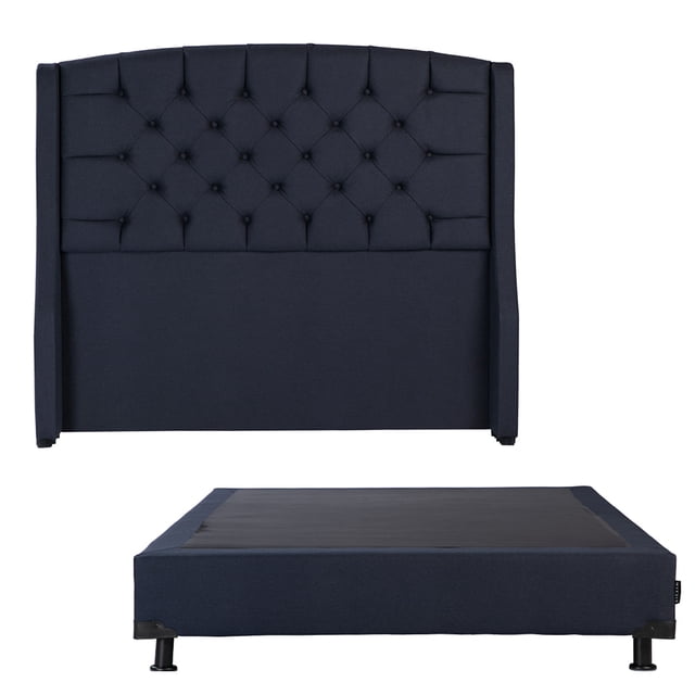 Box Base Cama Matrimonial + Cabecera Sitka Azul