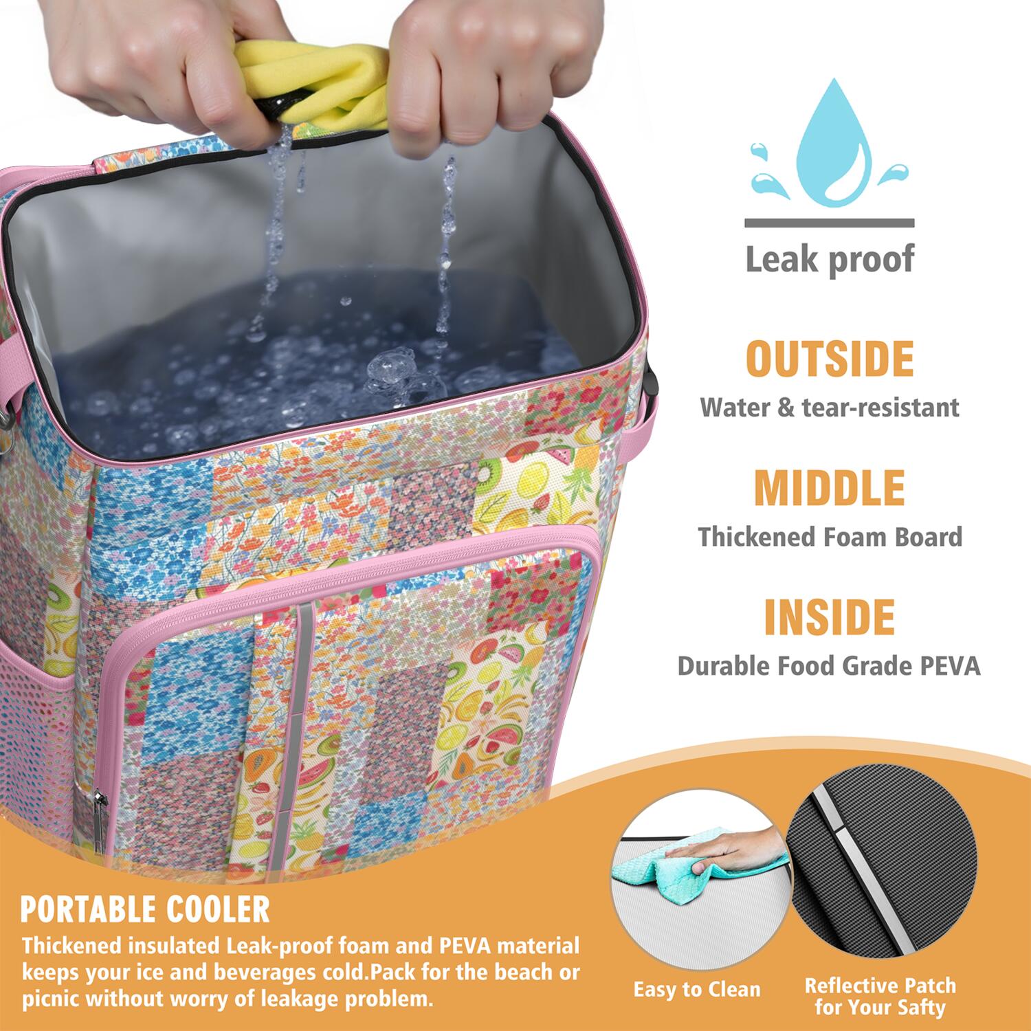 Travel Cooler Bag - Pioneer Flower Camping Beer Cooler Backpack with Bottle Opener- Waterproof Insulated Picnic Backpacks - Cooler Bag for Beach