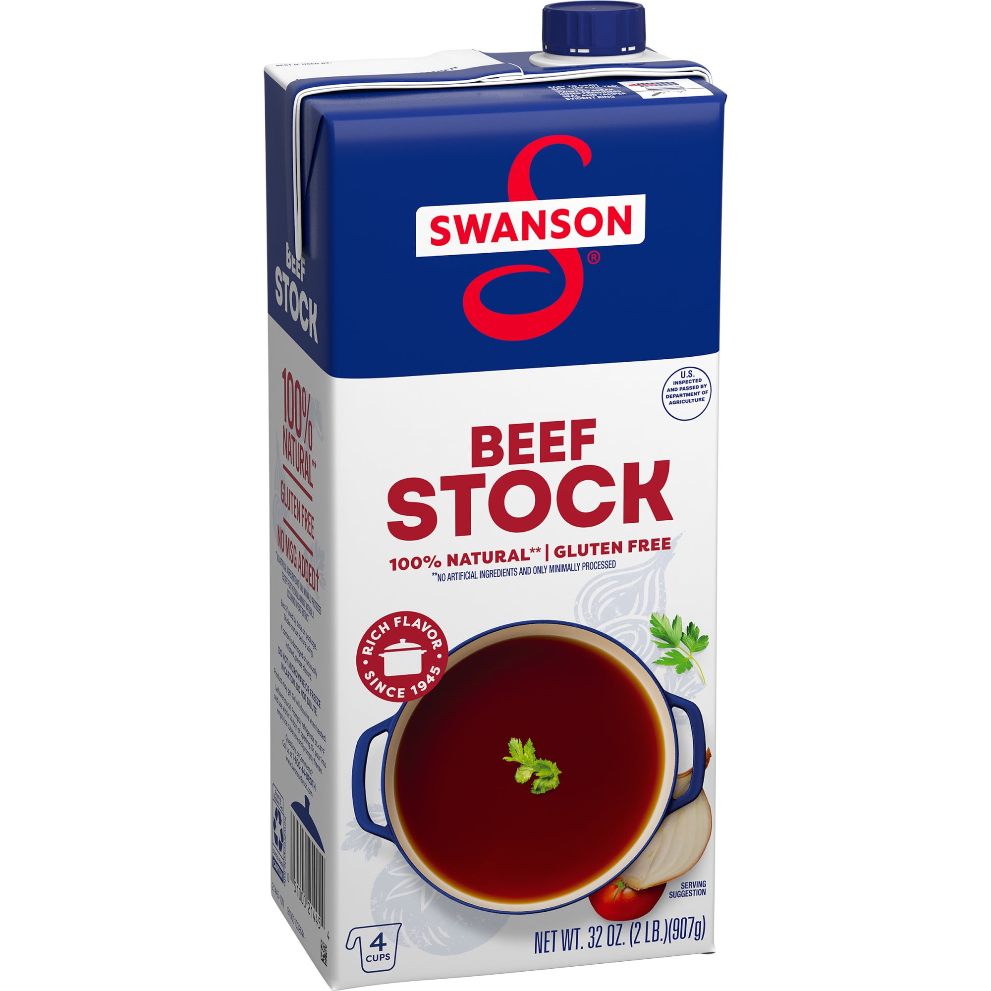 Swanson 100% Natural, Gluten-Free Beef Stock, 32 Oz Carton