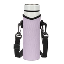 Uxcell Neoprene Water Bottle Sleeve with Strap, 18.5 oz Insulated Water Glass Bottle Carrier Bag Diamond Grid Collapsible Drink Bottle Sleeve Cover Holder with Handle, Purple