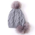 thumbnail image 1 of Bonnet à Rabat pour Femmes avec Pompon, Bonnet Épais et Chaud, Bonnet Tricoté pour l'Hiver, 1 of 10