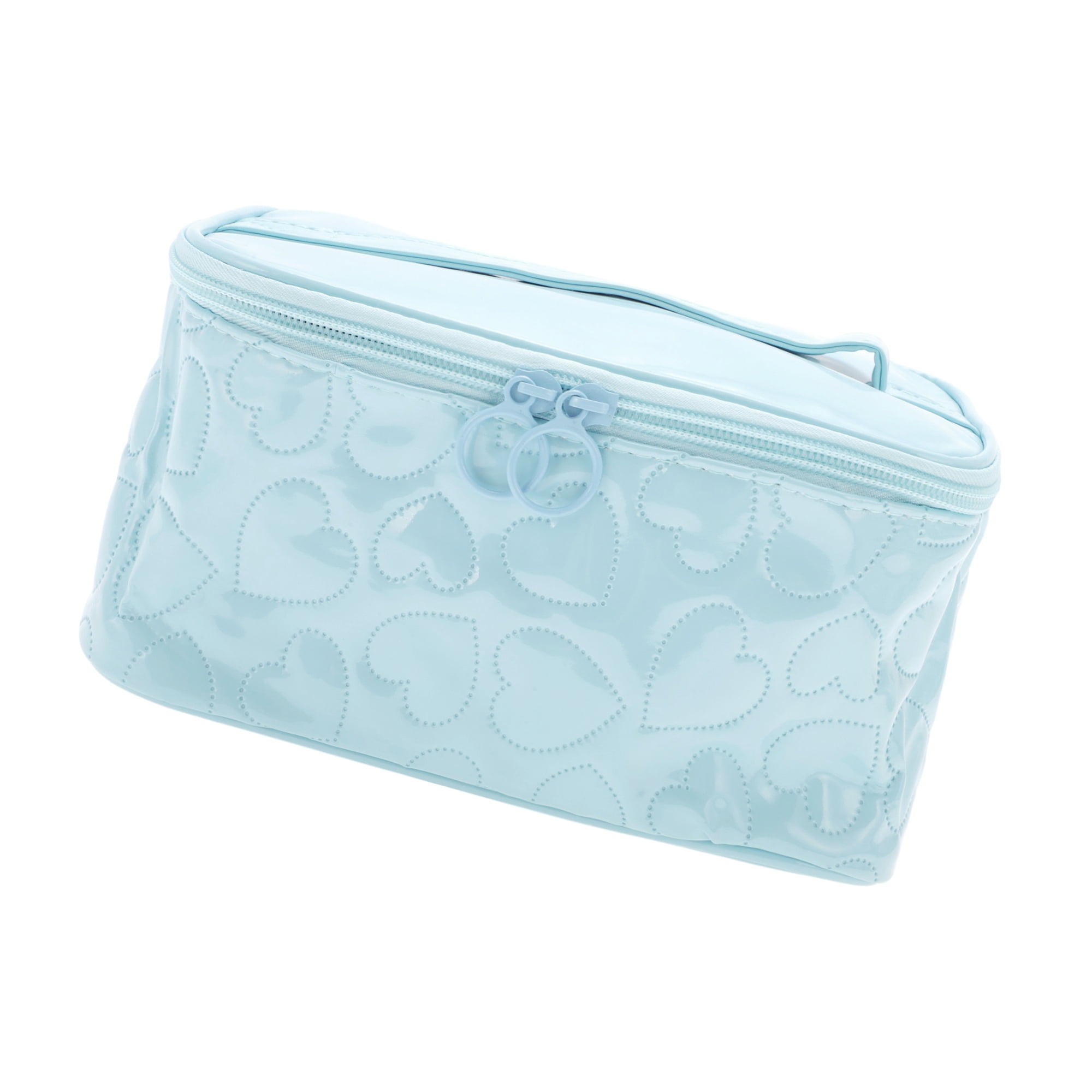 Unique Bargains 1 Pc Rectangle Heart Shaped Makeup Bag for Various Occasions Blue