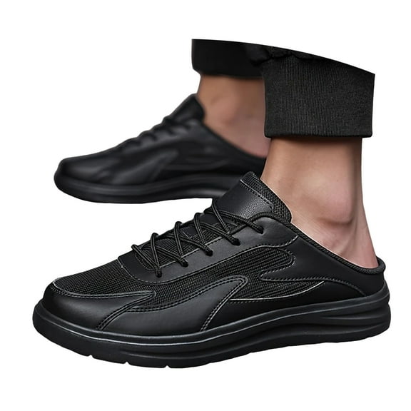 Mepaouo Men's Slip on Mule Sneakers Closed Toe Backless Walking Shoes Half Drag Casual Work Loafers