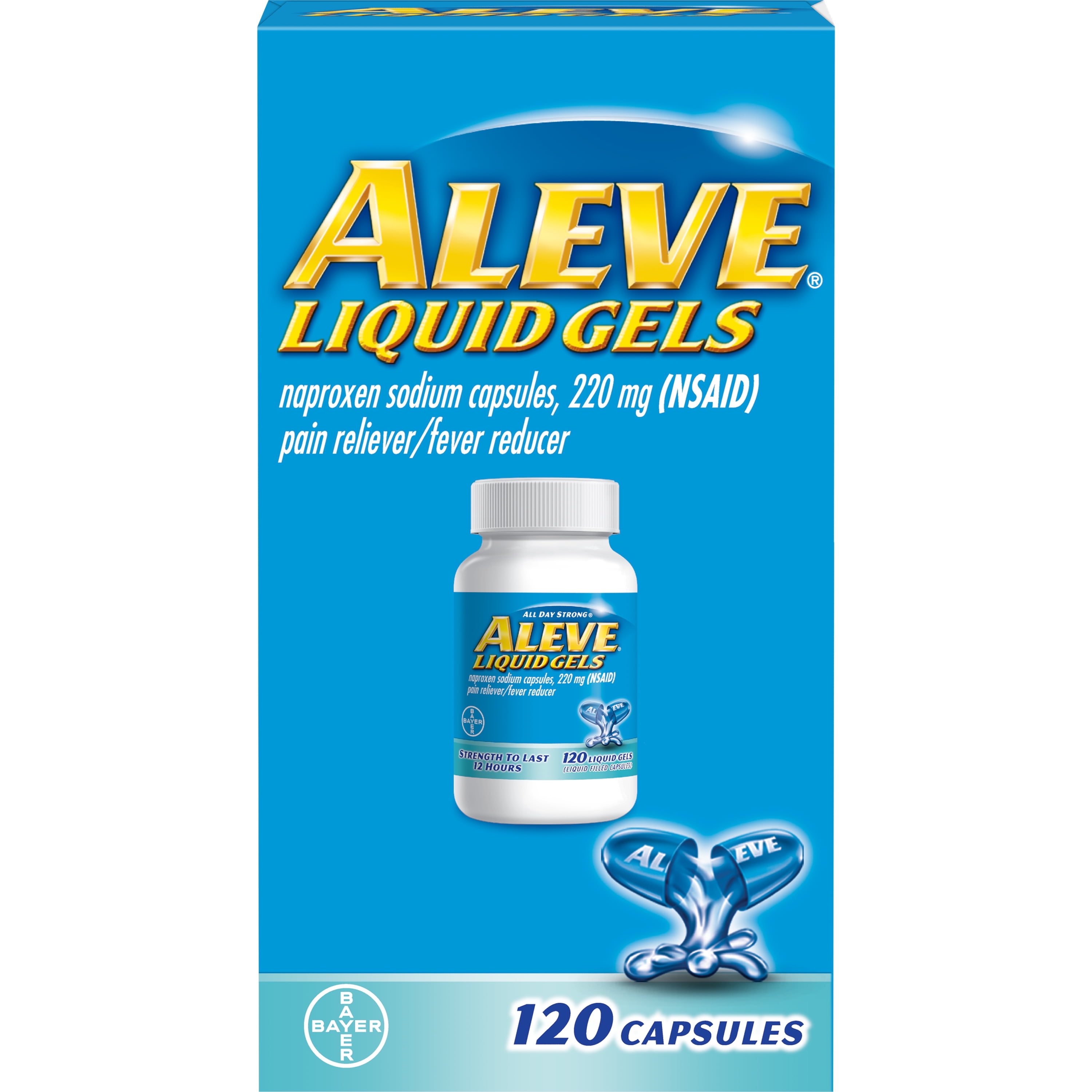 Aleve Liquid Gels with Naproxen Sodium Pain Reliever/Fever Reducer, 220 mg, 120 ct