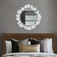 thumbnail image 2 of 30.5"Eden Gingko Leaf Round Wall Mirror, Iron Metal Plate Frame Antique Finish Mirror, 2 of 7