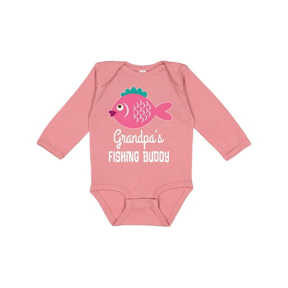 Inktastic Grandpa Fishing Buddy Girls Fish Girls Long Sleeve Baby Bodysuit