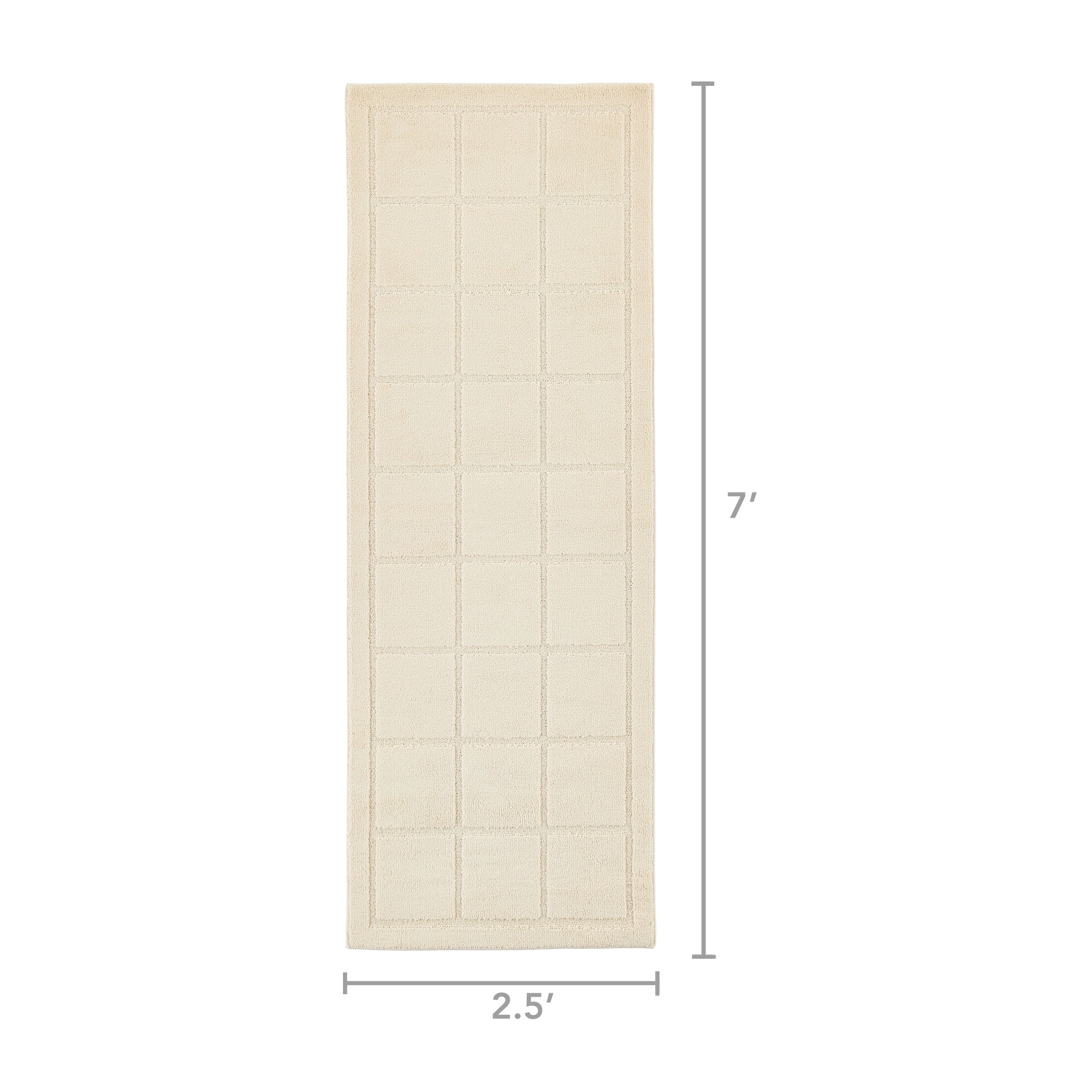 Mainstays Grid Runner Rug, Beige, 2 ft 6 in x 7 ft