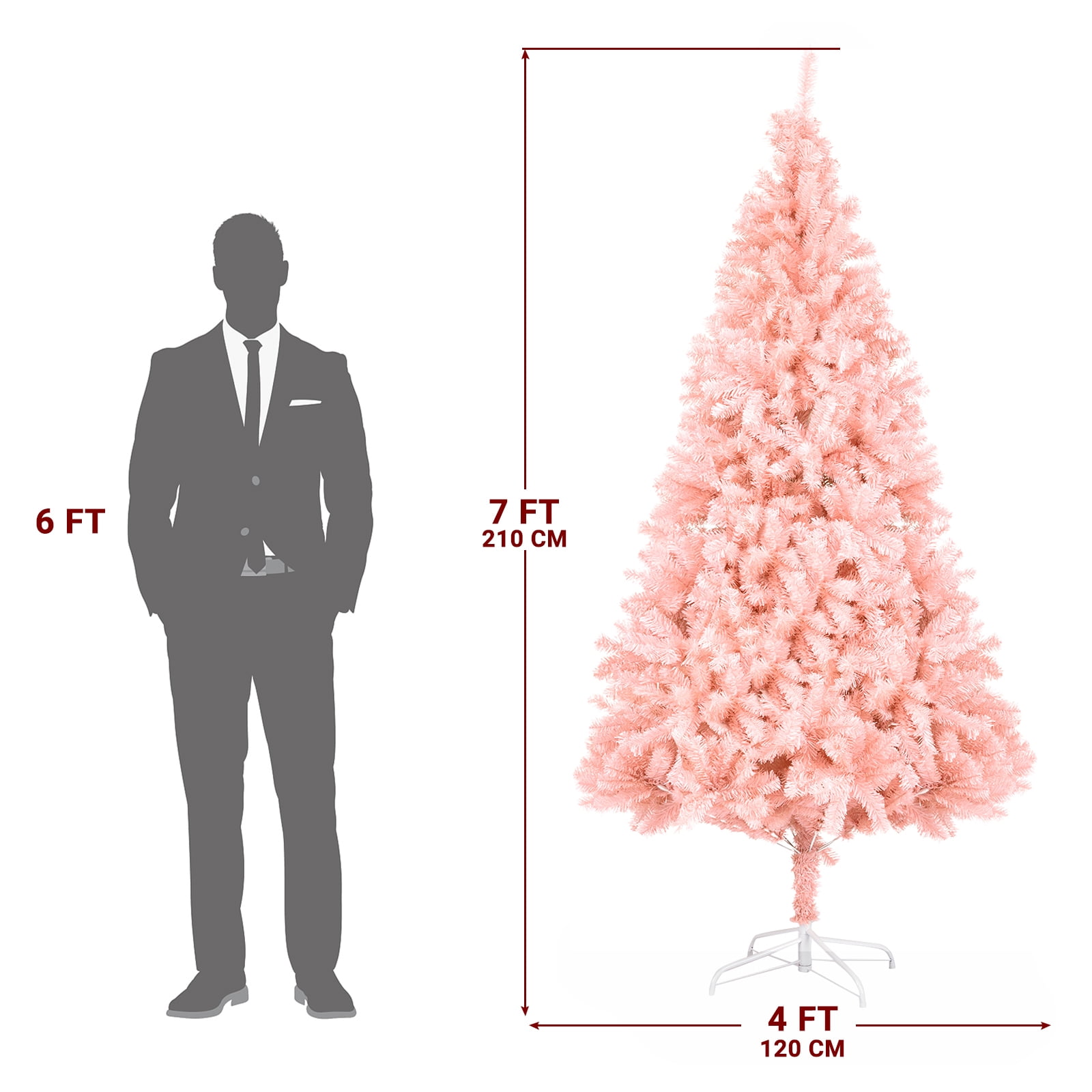 Astoutdoor 7 ft Pink Christmas Tree with 1400 PVC Branch Tips and Iron Stand