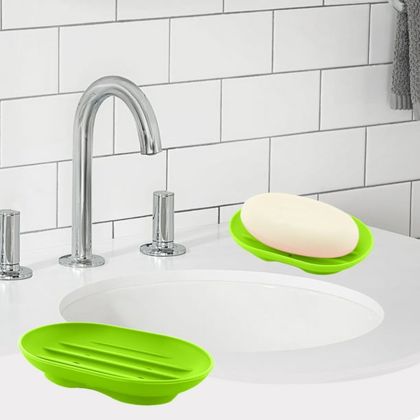 Jabón antideslizante de colores brillantes Lisbinx, caja de jabón con drenaje, orificio para jabón de baño, fácil de usar