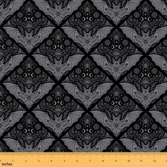 Manfei Moth Fabric by the Yard 1 Yard Insect Home Decor Fabric by the Yard, Gray Black