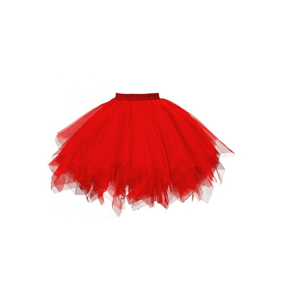 GOOBGS Musever 1950s Vintage Ballet Bubble Skirt Tulle Petticoat Puffy Tutu Red Small/Medium