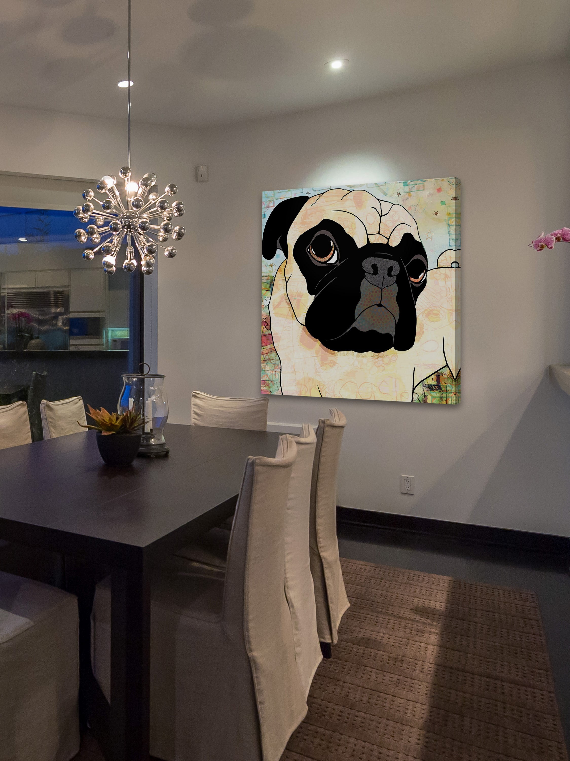 "Pug Mug" Painting Print on Wrapped Canvas