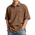 thumbnail image 2 of Breathable Shirt for men with Polo Collar and Button Front, Lightweight Breathable Shirt for Summer Office Days Business Casuals Golf Outings DinnerDaily Commutes Work Wear Coffee XXL, 2 of 8