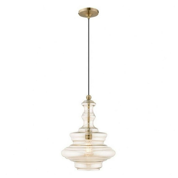 1 Light Mini Pendant in Coastal Style 12.25 inches Wide By 18.5 inches High-Antique Brass Finish Bailey Street Home 218-Bel-3110190