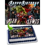 Anvengers Hulk, Iron Man, Thor, Captain America Edible Cake Image Personalized Toppers Icing Sugar Paper A4 Sheet Edible Frosting Photo Cake Topper 1/4