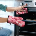thumbnail image 2 of Red Pink Modern Art Geometric Kitchen Oven Mitt and Pot Holder Sets 4 Pcs for Baking, Cooking and Grilling, Heat Resistant Up To 392 °F, 2 of 7