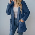 thumbnail image 5 of larppty Womens Fuzzy Fleece Jacket Fall Winter Coat Sherpa Jacket Zipper Outerwear Coats with Pockets (Blue, M), 5 of 9