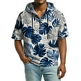 thumbnail image 6 of QHRMKOG Mens Hoodies Trendy 1/4 Zip Street Hooded Sweatshirt Relaxed Fit Hawaiian Print Drawstring Hoodies 2026 Summer Short Sleeve Top Blue M, 6 of 8