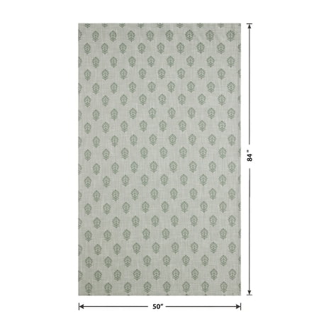 BETTER HOMES & GARDENS FLORAL BLOCK PRINT BLACKOUT SINGLE CURTAIN PANEL, GREEN, 50″W X 84″L