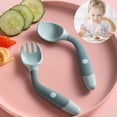 thumbnail image 2 of Juego de 2 uds de cuchara y tenedor de silicona para utensilios de bebé, comida auxiliar para niños pequeños, aprender a comer, entrenamiento, tenedor suave flexible, vajilla infantil Tan Jianjun unisex, 2 of 2