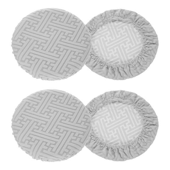4Pack Bar Stool Covers Round, 12-14" Elastic Stool Seat Slipcover, Gray