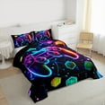 thumbnail image 3 of Manfei Colorful Gamepad Full Size Comforter Sets,Game Console Bedding Comforter Set,Multicolor Geometric Hexagon Bedding Sets For Men Women,Breathable Home Decor Reversible,3 Pieces, 3 of 8