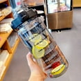 thumbnail image 4 of 2L Large Capacity Transparent Water Bottle with Bounce Cover Time Scale Reminder Leakproof Cup for Outdoor Training A, 4 of 5