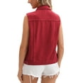 thumbnail image 4 of INSPIRE CHIC Women's Denim Vests Button Down Washed Sleeveless Jean Jackets with Pockets Red 2XL, 4 of 7