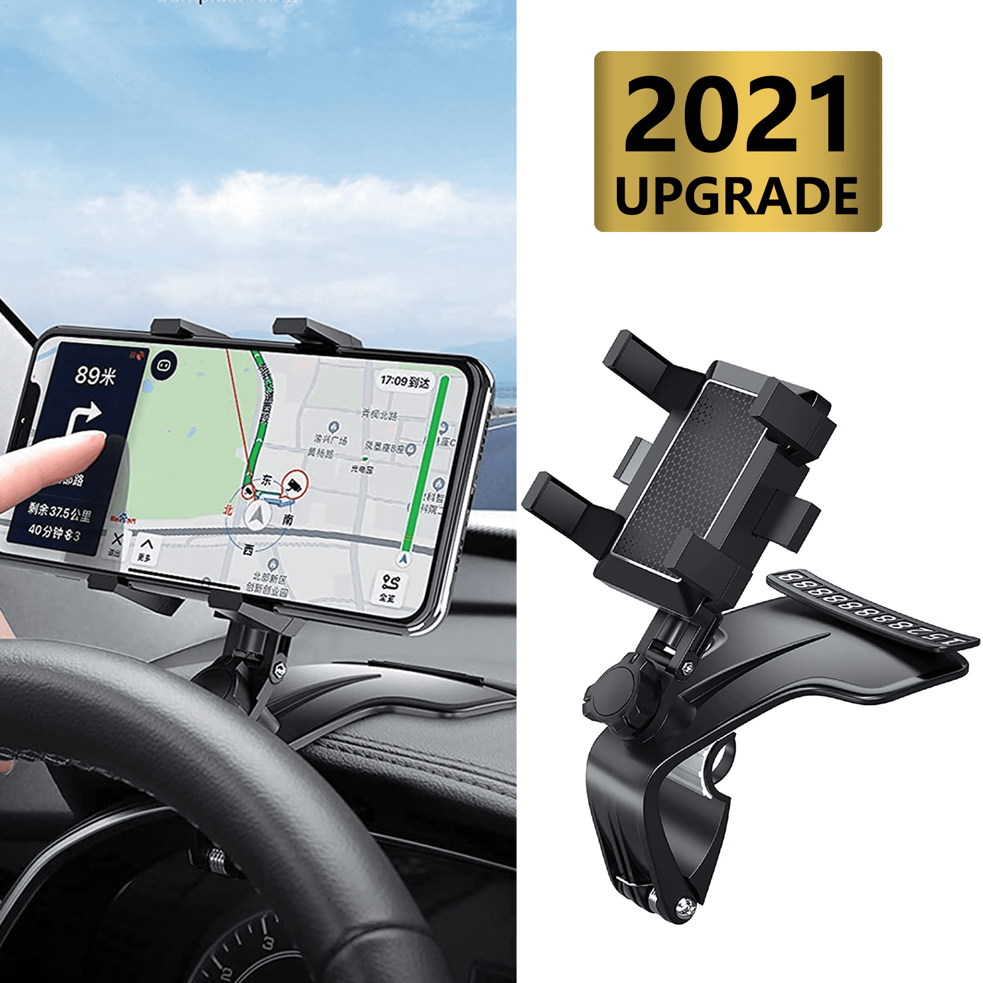 Car Mount Holder for Cell Phone, Dashboard Car Phone Holder  Stand For Mobile Cell Phone GPS iPhone Samsung