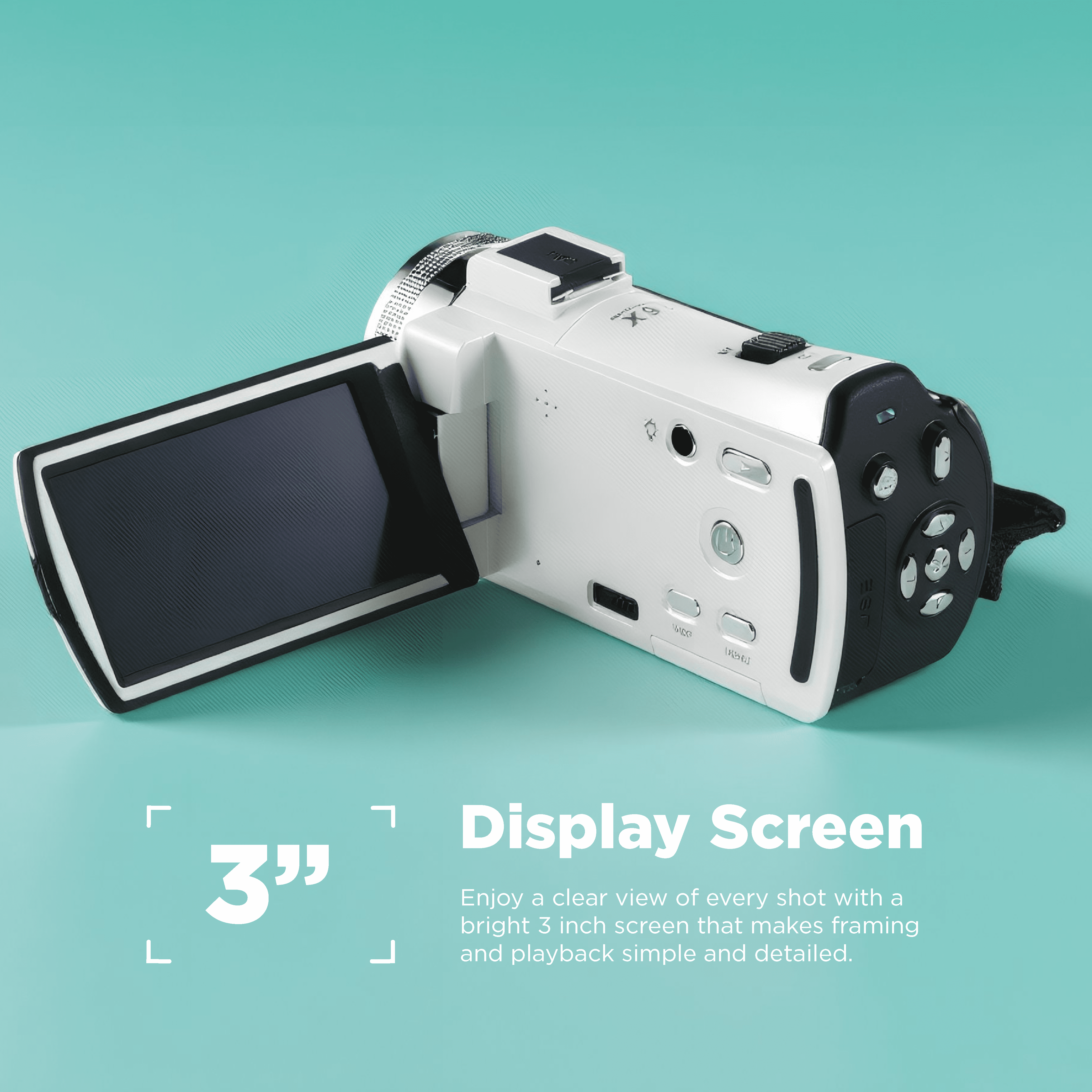Vivitar PopCam America 250 Digital Camcorder – USA Celebration Edition, White 48MP, Full HD 1080P Video, 3" Flip Screen, 16X Digital Zoom Camcorder with Built-in Mic for Vlogging & Travel
