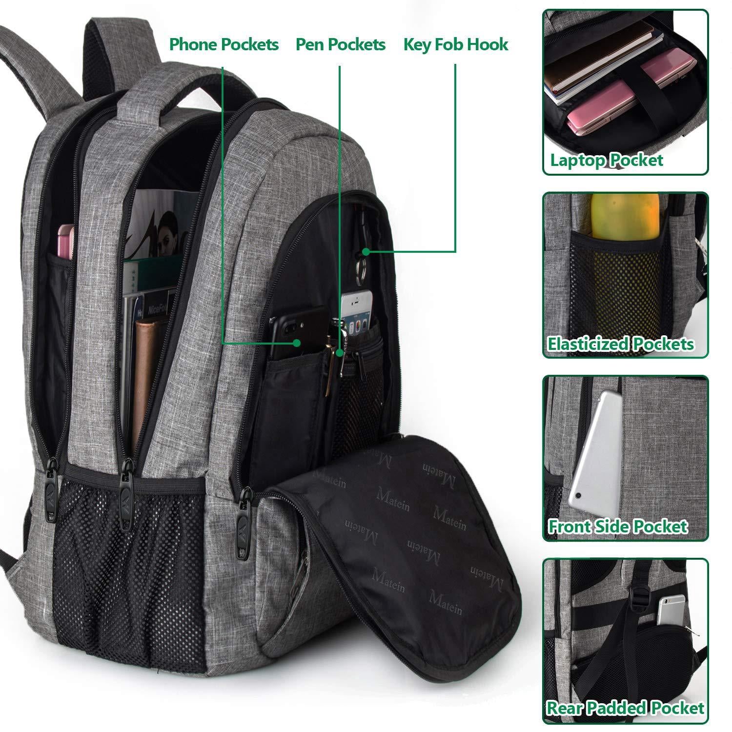 GlneYos Travel Laptop Backpack for Men, Extra Large 17.3inch Shoulders Bag Suitcase with Usb Charging Port,Business Lightweight College Luggage Bag,Gray