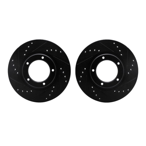 Dynamic Friction Company Front Brake Rotors-Drilled and Slotted-Black 8002-76093