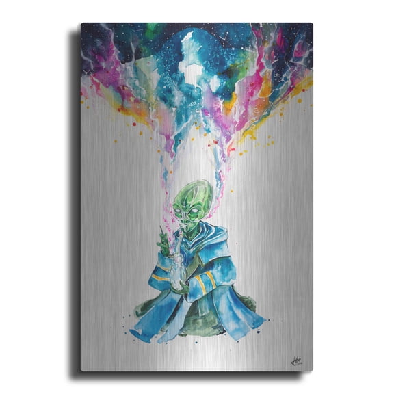 Luxe Metal Art 'Alien Dabbing' by Marc Allante, Metal Wall Art, 16"x24"
