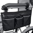 thumbnail image 2 of Bolsa lateral para silla de ruedas, bolsa impermeable para reposabrazos con organizadores de almacenamiento de línea brillante negro para andadores y andadores, 2 of 5