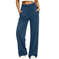 thumbnail image 2 of Rvasteizo Women Sweatpants Satin Cuffed High Waist Side Pocket Sleep Pants, 2 of 5